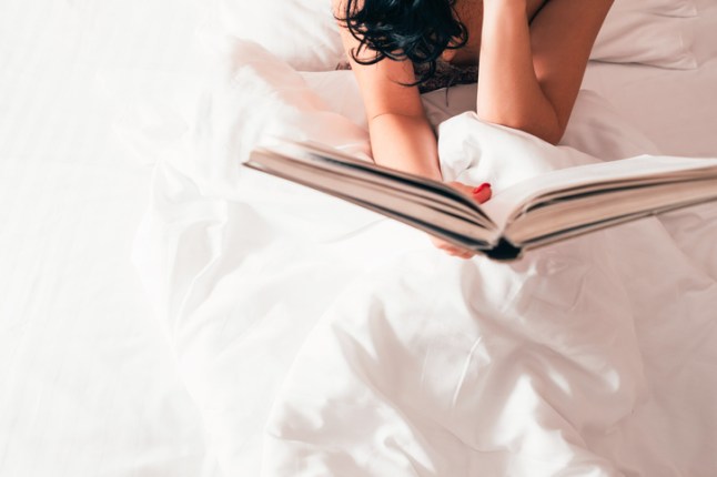Kodu nädalavahetuse vaba aja veetmise hobi daami lugemisraamatu voodi