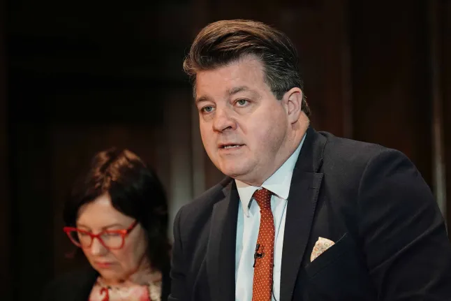 Liam Halligan Growth Commissioni – majandusteadlaste uue töörühma loomisel, mille pr Truss kutsus sõltumatu organina kokku ja mille eesmärk oli leida lahendusi aeglasele majanduskasvule Läänes Londonis One Great George Streetil. Pildi kuupäev: kolmapäev, 12. juuli 2023.