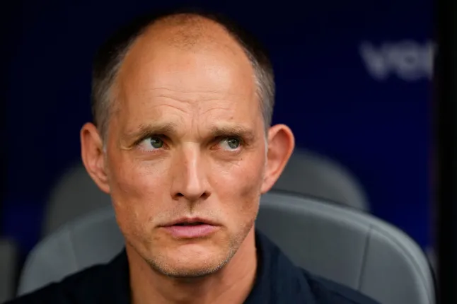 Inglismaa peatreener Thomas Tuchel jälgib 11. juulil 2026 Ameerika Ühendriikides Miami Gardensis Miami staadionil toimuvat 2026. aasta FIFA MM-i veerandfinaalmängu Norra ja Inglismaa vahel.